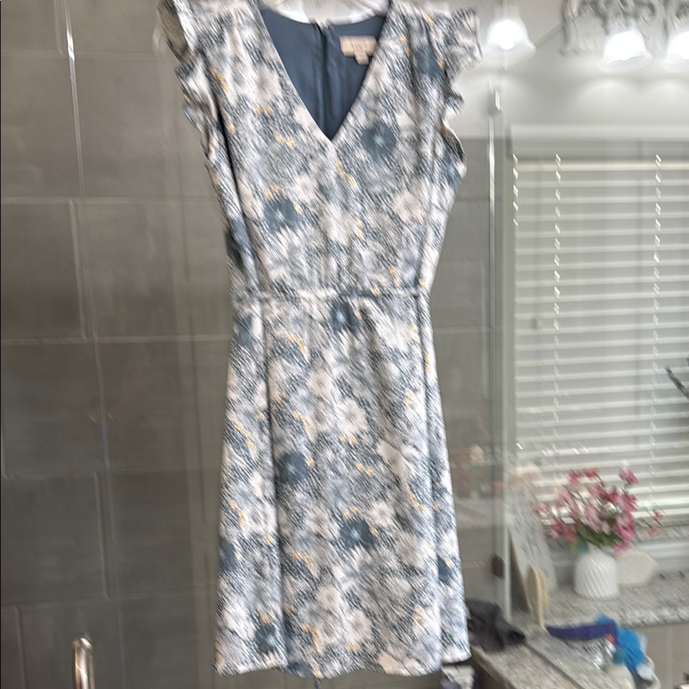 LOFT Blue and White Floral Dress